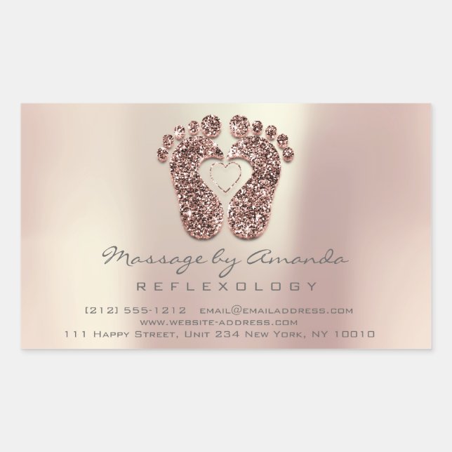 Reflexologie Massage Therapie Fütterung Kupfer Ros Rechteckiger Aufkleber (Vorderseite)