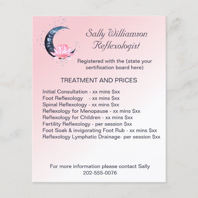 Reflexologie Rosa Lotus Blume Business Marketing Flyer (Vorne)