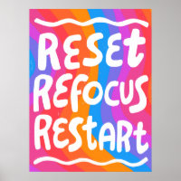 REFOCUS RETART NEUSTART Farbige Fun Bubble Letters