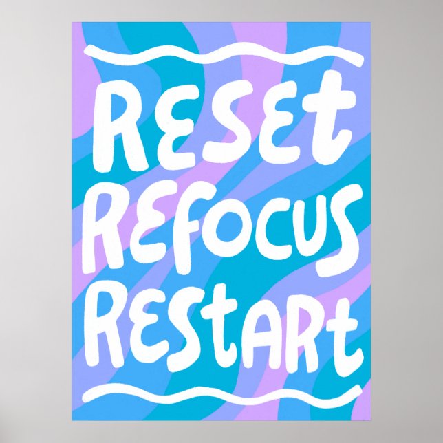 REFOCUS RETART NEUSTART Farbige Fun Bubble Letters Poster (Vorne)