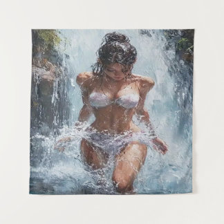 Refreshing Under a Waterfall Wandteppich