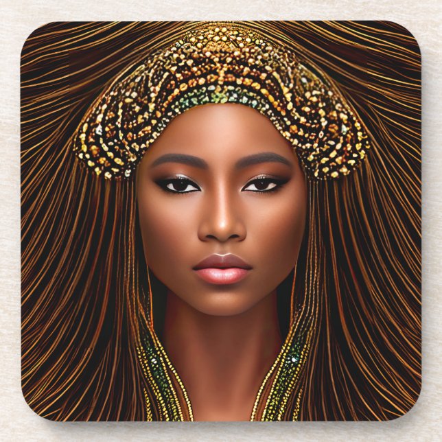 Regal African Beauty: Schwarze Geschichte feiern Getränkeuntersetzer (Vorderseite)
