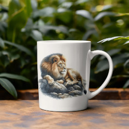 Regal African Lion Ruhen auf einem Felsen - Wasser Kaffeetasse