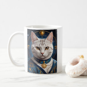 Regal American Kurzhaarkatze in blau gekleidet Kaffeetasse