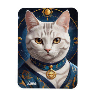 Regal American Kurzhaarkatze in blau gekleidet Magnet