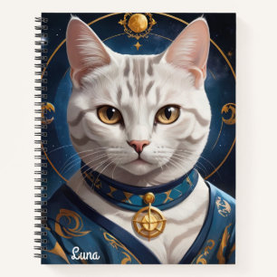 Regal American Kurzhaarkatze in blau gekleidet Notizbuch