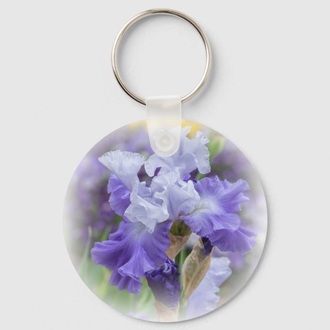 Regal Bearded Iris - Lila & weiß Schlüsselanhänger (Vorderseite)