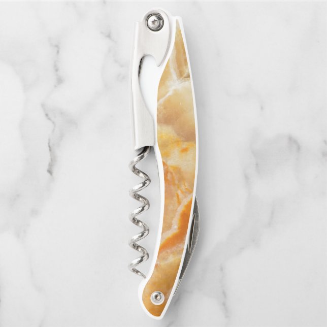 Regal Beige Faux Marmor Kellnermesser (Vorderseite)