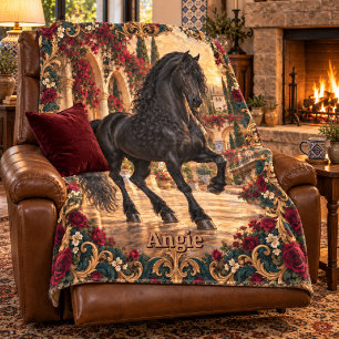 Regal Black Andalusian Spanischer Hof Fleecedecke