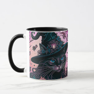 Regal Black Cat mit Hexenhut Halloween-Tasse Tasse