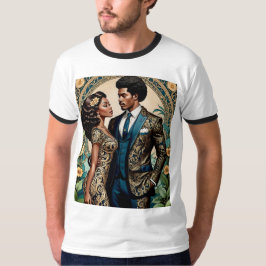 Regal Black Couple Verziert Fashion Tshirt