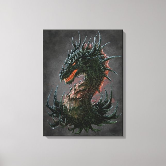 Regal Black Dragon Head - Vollfarbigkeit Leinwanddruck (Vorderseite)