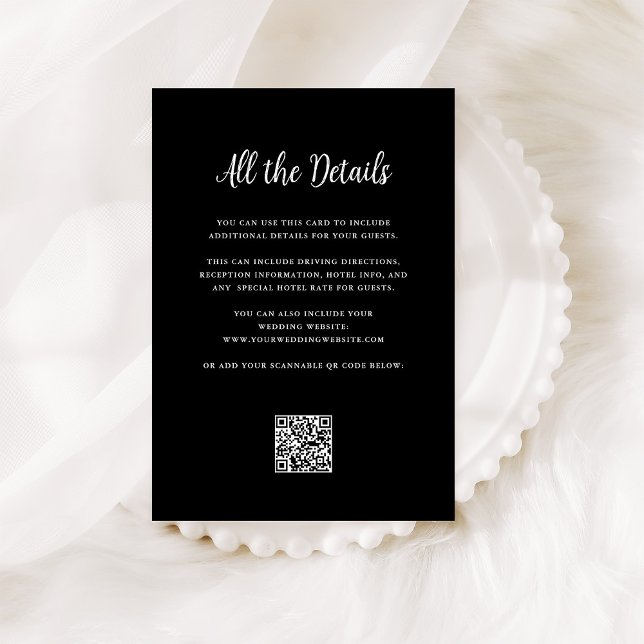 Regal Black | Wedding Guest Details QR Code Begleitkarte (Von Creator hochgeladen)