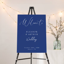 Regal Blue Majesty & White Script Wedding Willkomm