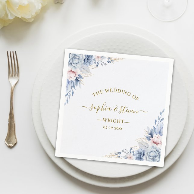 Regal Blue & White Wedding Invitation with Gold  Serviette (Von Creator hochgeladen)