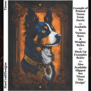 Regal Border Collie, Verzierte Rahmen EF3R Decoupa Seidenpapier
