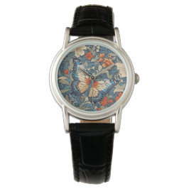 Regal Butterfly Amidst William Morris Floral Armbanduhr