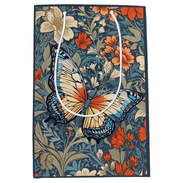 Regal Butterfly Amidst William Morris Floral Mittlere Geschenktüte (Vorderseite)