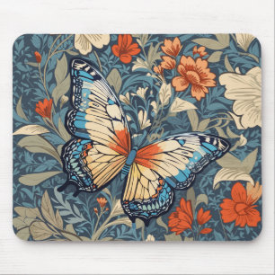 Regal Butterfly Amidst William Morris Floral Mousepad