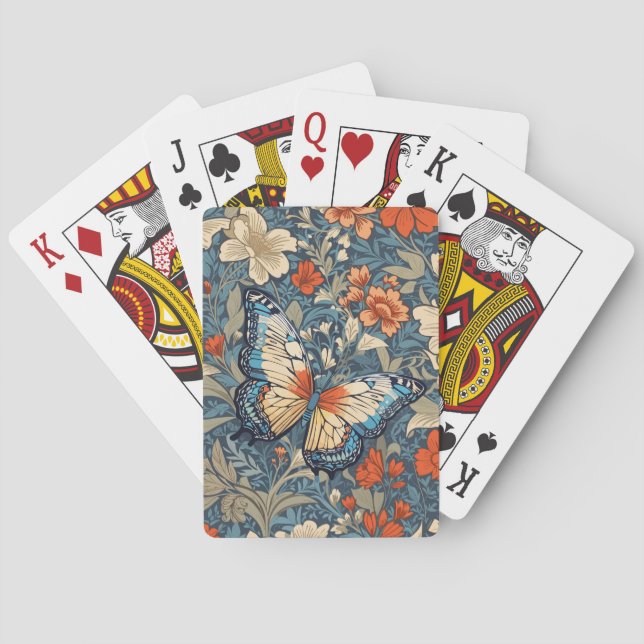 Regal Butterfly Amidst William Morris Floral Spielkarten (Rückseite)