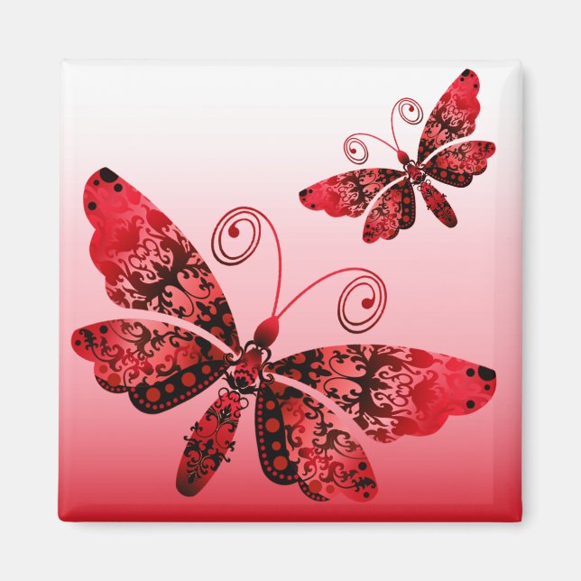 "Regal Butterfly" (rot) von Cheryl Daniels Magnet (Vorne)