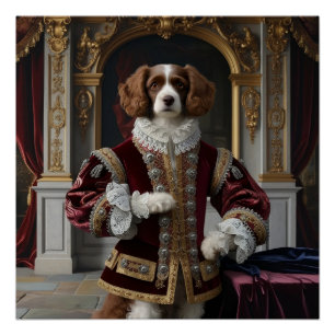 Regal Canine Renaissance Dog Portrait Digitale Kun Poster