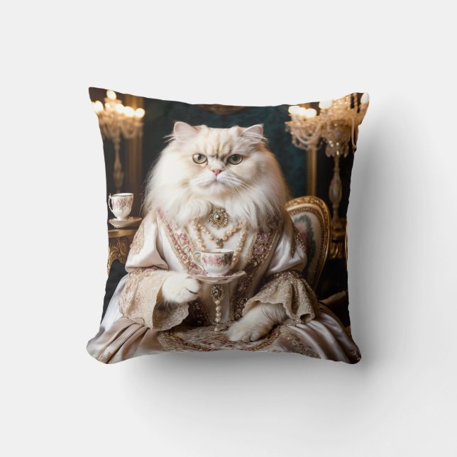 Regal Cat in Gown Kissen (Vorderseite)