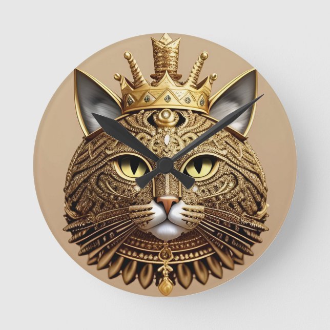 Regal Cat Profil Runde Wanduhr (Vorderseite)