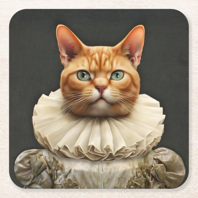 Regal Cat Rechteckiger Pappuntersetzer (Vorderseite)