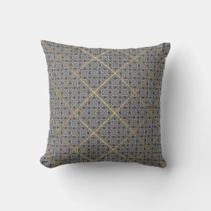 REGAL CHARCOAL GRAY GOLD VINTAG DESIGION KISSEN