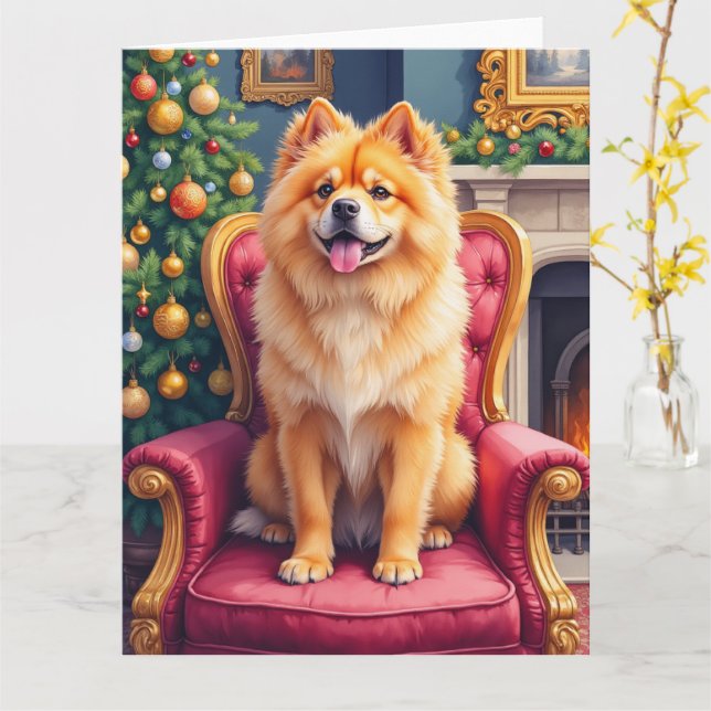 Regal Chow Chow by Grand Christmas Tree Holiday Karte (Gelbe Blume)