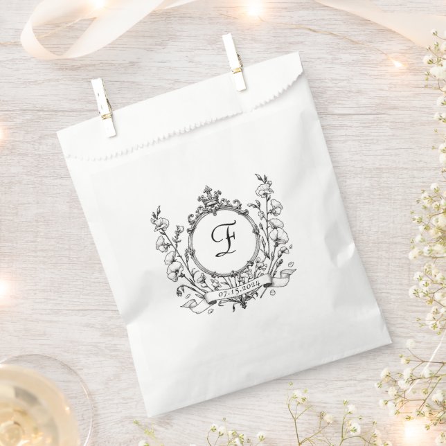 Regal Classic Monogram Wappen Wedding Food Geschenktütchen (Ausgeschnitten)
