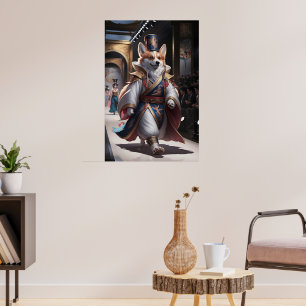 Regal Corgi in traditioneller Royal Robe on Fashio Poster