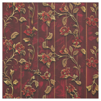 Regal Crimson Velvet mit Golden Floral Stoff