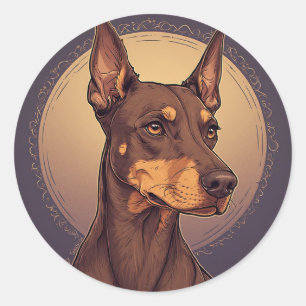 Regal Doberman Portrait Runder Aufkleber