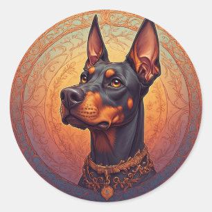 Regal Doberman-Porträt Runder Aufkleber