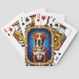 Regal Dog Portrait mit Lavish Gold Frame Spielkarten