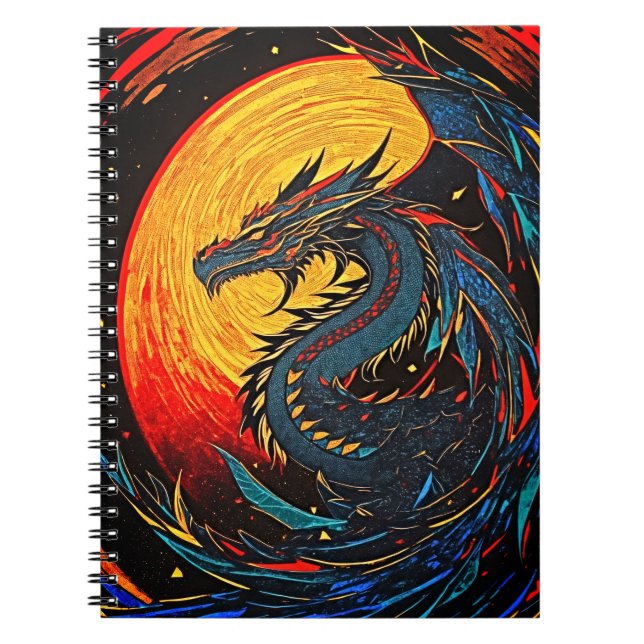 Regal Dragon Notebook mit Retro Vibes Notizblock (Vorderseite)