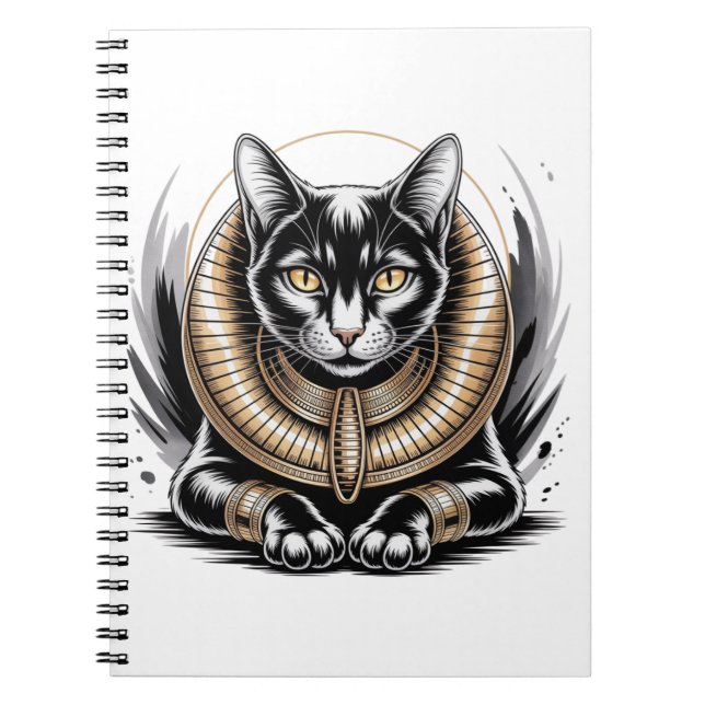Regal Egyptian Black Cat Art Notizblock (Vorderseite)