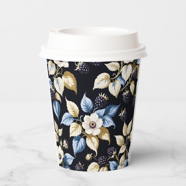 Regal Elegance BlackBerry & Blooms Tea Party Pappbecher (Rückseite)