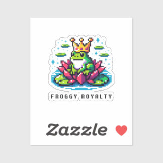 Regal Froggy - Pixel Frog mit Krone Aufkleber
