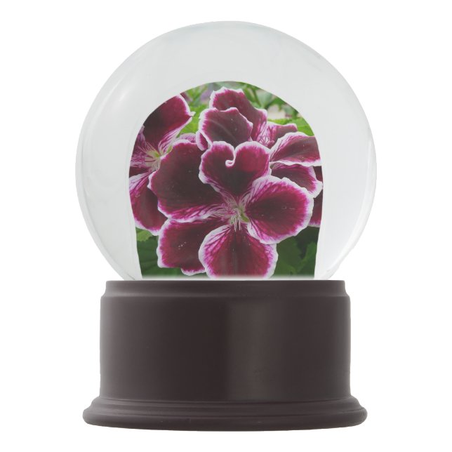 Regal Geranium Blume Elegant Maroon Floral Schneekugel (Vorderseite)