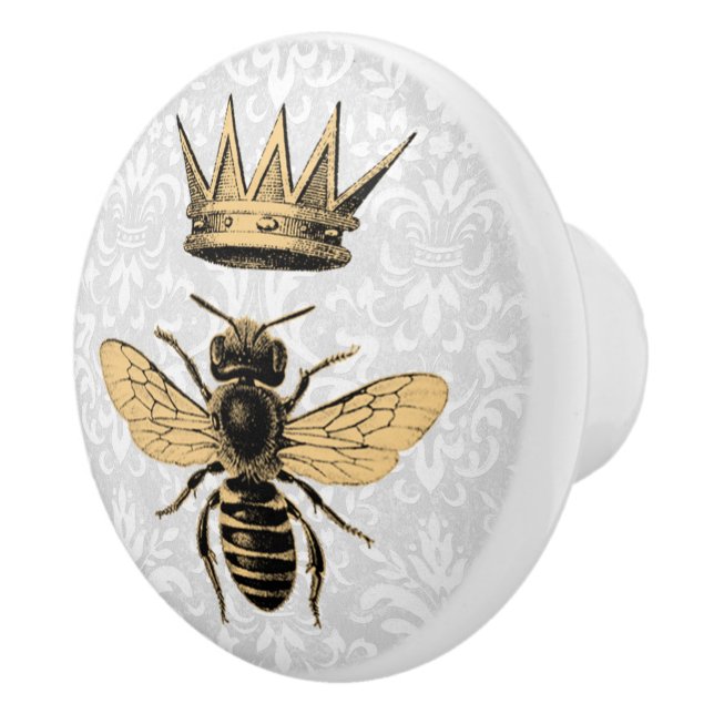 Regal Gold Queen Bee & Light Blue Filigree Keramikknauf (Rechts)