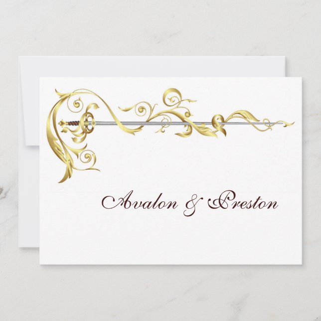 Regal Gold Scroll Ribbon Hochzeit Einladung (Vorderseite)