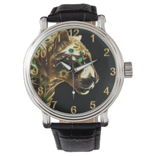Regal Grace: Der Goldene Jaguar mit den Emeralds Armbanduhr