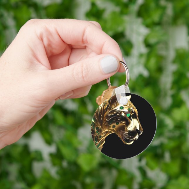 Regal Grace: Der Goldene Jaguar mit den Emeralds Schlüsselanhänger (Hand)