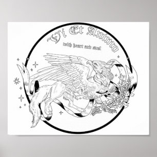 Regal Griffin Coloring Page Poster