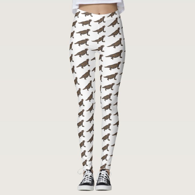 Regal-Horned-Eidechsen-Cartoon Leggings (Vorderseite)