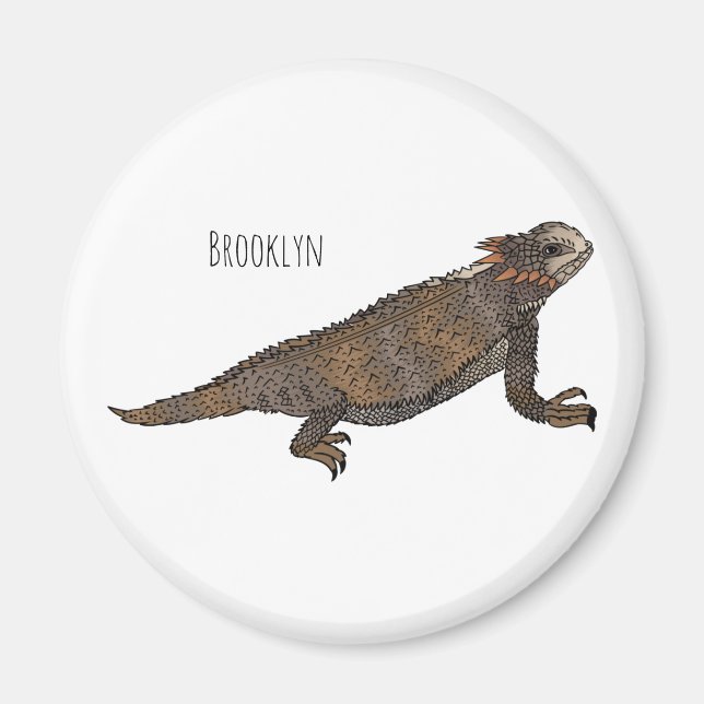 Regal-Horned-Eidechsen-Cartoon Magnet (Vorne)