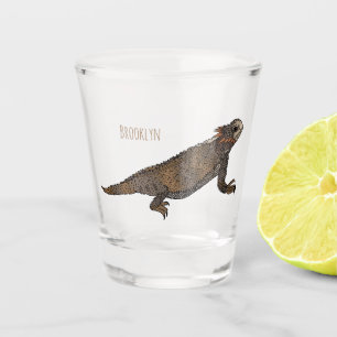 Regal-Horned-Eidechsen-Cartoon Schnapsglas